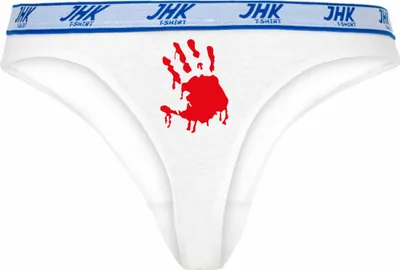 Produktbild von Damen Thong Slip - Boxer-0037-woman-white-v-XL - weiß - XL - vorn - Halloween Hand - lustiges Motiv - Spruch - Unterwäsche - Unterhose - Freizeit - lustig