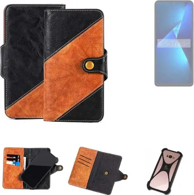 Produktbild von K-S-Trade Handyhülle Schutzhülle Bookstyle Case Wallet-Case kompatibel mit Tecno Pova 5 Handy Cover Bumper Klapphülle schwarz hellbraun 1x