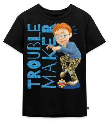 Produktbild von Spreadshirt Feuerwehrmann Sam™ Unruhestifter Norman Price Kinder Premium T-Shirt, 134/140 (8 Jahre), Schwarz