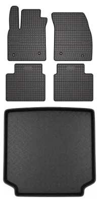 Productafbeelding van Rubberen automatten + kofferbakmat voor Ford Focus MK4 vanaf 2018 (stationwagen) – 5-delig, zwart, op maat – Wielganizator SolidPRO