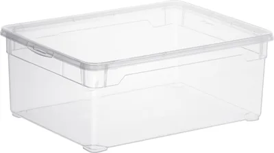 Productafbeelding van 1-20 stuks opbergbox Rotho Clear Box, stapelbaar tot 22 liter, 10 liter, afmetingen 36,5 x 26,5 x 14 cm. Menshoes, 5 stuks