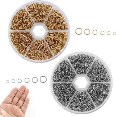 Produktbild von Schmuckringe aus Edelstahl – 2780 Teile für die Herstellung von Halsketten und Armbändern – Offener Goldring zum Selbermachen