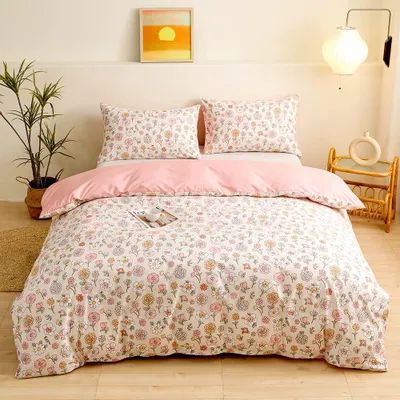 Immagine prodotto di TRANKIELO® - Set di lenzuola reversibile 200x220 cm - Microfibra, motivo floreale colorato, facile da pulire