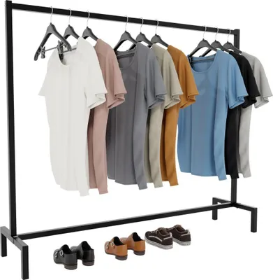Produktbild von Industrieller Kleiderständer – Aufhängungslösung im Loft-Stil – platzsparendes Design | Farbe: Schwarz | Größe: 150x38x120