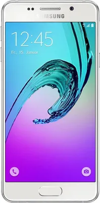 A Samsung Galaxy A3 (2016) smartphone displayed front-on against a gradient background.