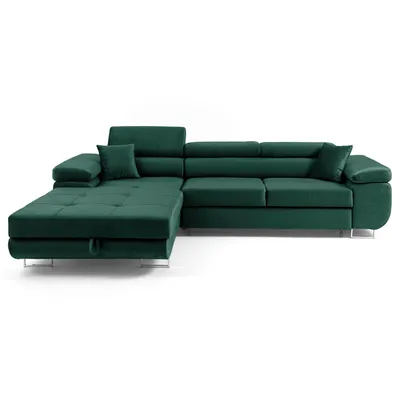 Produktbild von MUFFO Ecksofa ALONZO L Links mit Schlaffunktion 125x195 Velours Grün