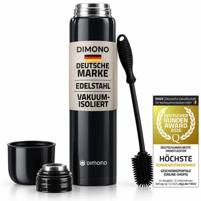 Produktbild von Premium Doppelwandige Thermosflasche Schwarz 1000 ml Isolierflasche Vakuum Isolierkanne für Kaffee, Tee & Outdoor – Auslaufsicher 1L