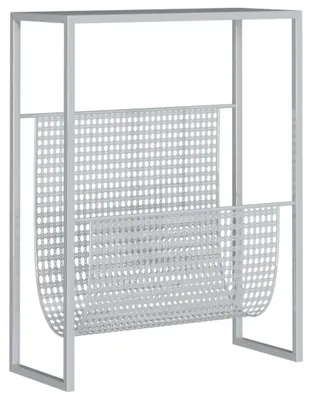Obrázek produktu pro vidaXL Stojan na časopisy stříbrný 35x15x45 cm ocel