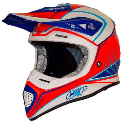 Image de Casque CX-2 Careflon Cross, fibre de verre, pour motocross et enduro, taille 54-64. Modèle : Racer, disponible en rouge, orange, bleu marine et blanc. Taille du casque : 57-58