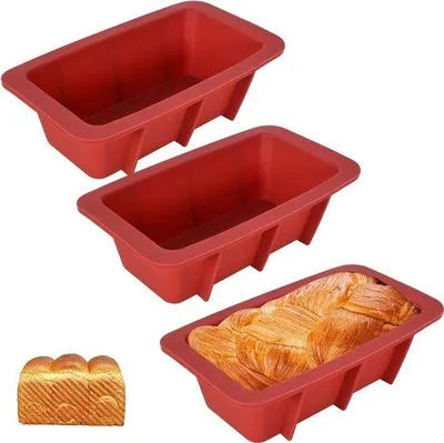 Obrázek produktu pro Silikonové mini formy na chléb – s nepřilnavým povrchem – 3 kusy – červené – 12 cm