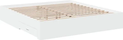 Image de vidaXL Cadre de lit avec tiroirs Blanc 200x200 cm Bois composite