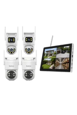 Immagine prodotto di Kit videosorveglianza WiFi RobiCam LCD 10.1" NVR 8CH 4 telecamere PTZ