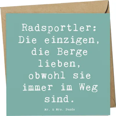 Produktbild von Mr. & Mrs. Panda Glückwunschkarte Spruch Radsport Berge - Meeresbrise - Geschenk, doppelkarte, faltkarte, Sportler, Grußkarte, Herausforderungen, Ausdauer, Geschenke