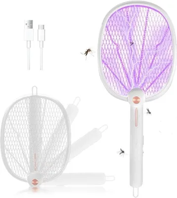 Image de Tapette à mouches électrique rechargeable par USB, rotation à 180°, pour l'intérieur et l'extérieur