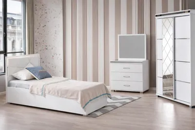 Produktbild von Modernes 3-teiliges Jugendzimmer-Set mit Bett, Schrank und Schminktisch