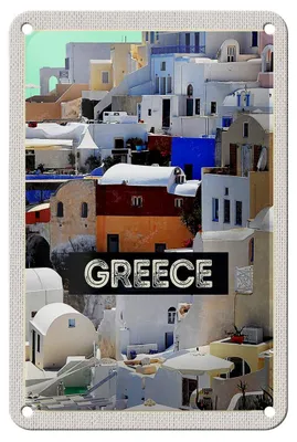 Produktbild von Blechschild Reise 12x18cm Greece Griechenland Häuser Urlaub Schild