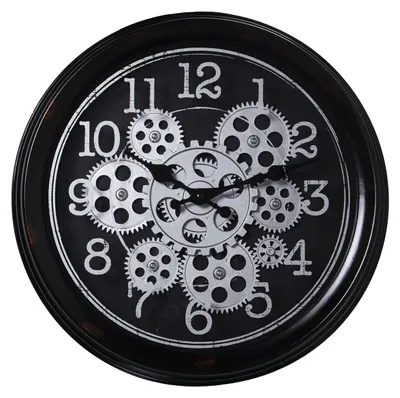 Runde Acryl-Wanduhr, schwarz/silber, 36 x 7 cm