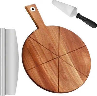 Produktbild von Famanu Pizza Peel 30 cm - mit Pizzaschneider und Pizzaserver