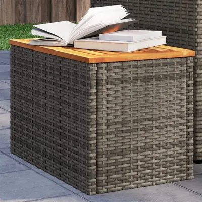 Produktbild von Möbel Garten-Beistelltische 2 Stk. Grau 55x34x37cm Poly Rattan Holz - Gartentische &21055