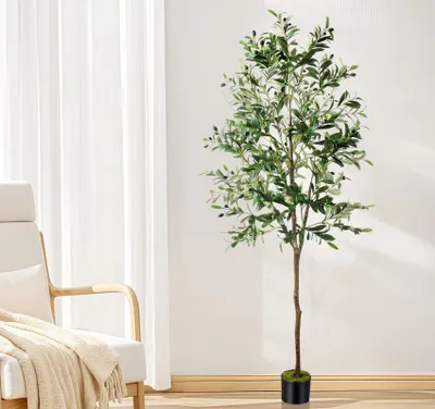 Produktbild von Künstlicher Olivenbaum 180cm Olivenbaum Künstlich Kunstpflanze Deko Künstliche Pflanzen Groß, für Wohnzimmer, Schlafzimmer, Büro, Garten, Home Decor