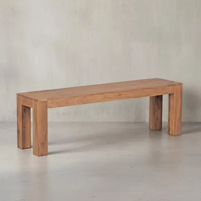 Produktbild von Sitzbank Landhaus-Stil: Massivholz Akazie, 200 kg Belastung, handgefertigt. Beige, 140x35x45 cm | Kadima Design