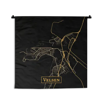 Immagine prodotto di Wandteppich - Mappa - Velsen - Nero - Oro Arazzo da parete in cotone - 60x60 cm