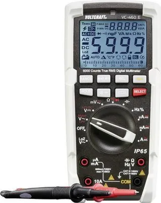 Immagine prodotto di Multimetro portatile VOLTCRAFT calibrato (ISO) digitale Protetto da getto d'acqua (IP65) CAT III 1000 V, CAT IV 600 V Display (conteggi): 6000 (1590172)