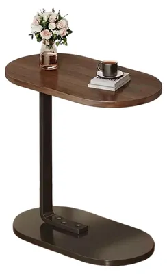 Produktbild von C-förmiger Beistelltisch für Wohnzimmer, Schlafzimmer, Ecke oder Büro, Metallgestell, Couchtisch, Nachttisch, moderner ovaler Beistelltisch für Sofa oder Couch, kleine Räume