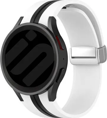 Produktbild von Strap-it Samsung Galaxy Watch 6 - 40mm Silikon Armband D-Buckle (Weiß/Schwarz)