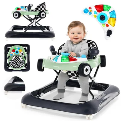 Obrázek produktu pro Sun Baby Walker 3v1 chodítko s výškově nastavitelným motivem auta, závodní autíčko, interaktivní a skládací s bezpečnostní zarážkou, tlačítky, světly a zvukem od 6 měsíců šalvějová a černá barva