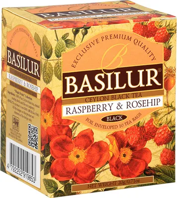 Zdjęcie produktu dla Basilur RASPBERRY & ROSEHIP herbata czarna DZIKA RÓŻA MALINA - 10x2g