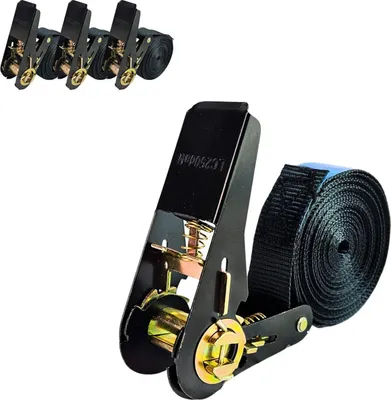 Produktbild von Spanngurt einteilig 4m - 6m lang 25mm breit 500 kg schwarz Zurrgurte Spanngurte 4m 4 Stück