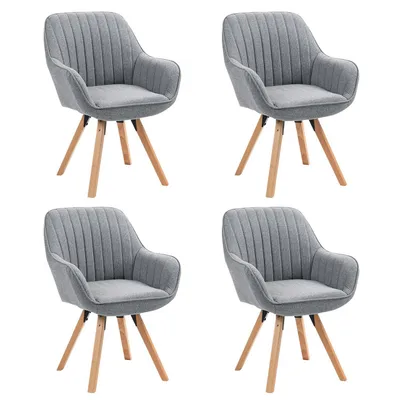 Produktbild von Meubles Cosy 4er-Set bequeme Esszimmerstühle aus graue Stoff mit 360° Drehfunktion - CARSON