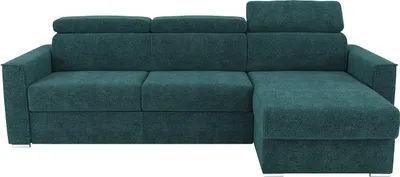 Produktbild von Ecksofa mit Matratze - Ecke wechselbar - Chenillestoff - Entenblau - Liegefläche 160 cm - Matratze 14 cm - VIZIR