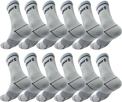 Produktbild von 12 Paar Sportsocken Herren Damen – mit Streifen, atmungsaktiv & bequem Light Blue 40-43