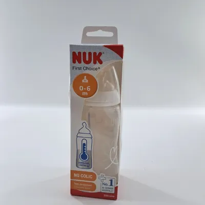 Produktbild von NUK First Choice Trinklernflasche | 0-6 Monate | Temperaturkontrolle | Sauger aus Silikon | Kolik-Ventil | -frei | 300 ml
