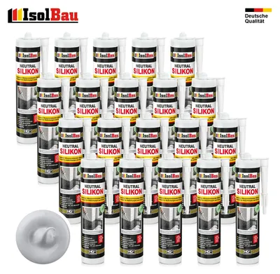 Isolbau Neutralsilikon 20 x 300 ml Fenstergrau Natursteinsilikon Dichtstoff Fugen