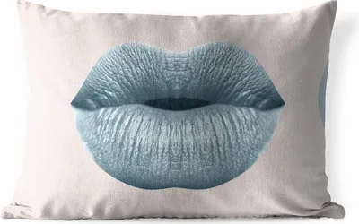 Produktbild von MuchoWow® Outdoor Kissen - Lippen - Pastell - Grau - 50x30 cm - Wetterfest - Lounge Kissen - Sofa kissen - Wohnzimmer Dekoration