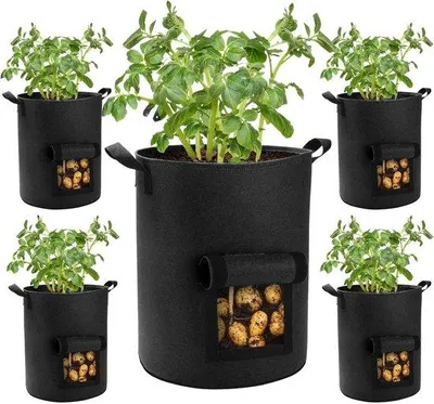 Produktbild von Famanu Pflanzsack 5er Set - 10 Gallonen, mit Klappe und Griffen