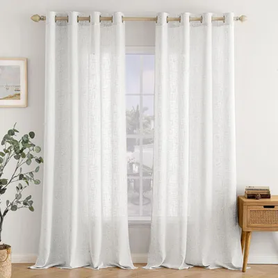 Produktbild von Gardinenset von 2 - Leinenlook - Halbtransparent - 140 x 300 cm - Für Wohnzimmer/Kinderzimmer