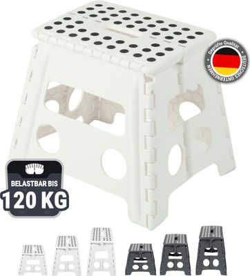 Klapphocker / Tritthocker, 29x22x30 cm, weiß-schwarz