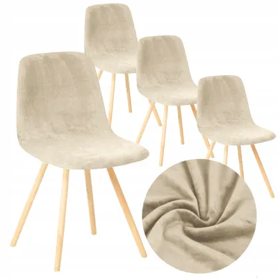 Produktbild von Stuhlhusse - Kaschmirfarbe - 4 Stück - Samt - Bezug für Skandinavische Stühle - Universal - Stretch