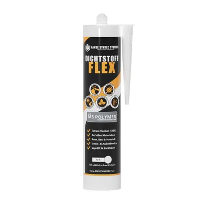 Produktbild von Dichtstoff FLEX 290ml Weiß – Elastischer Fugendichtstoff für Dach, Bad & Bau, wasserdicht, UV- & witterungsbeständig, überstreichbar, lösemittelfrei