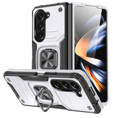 Immagine prodotto di Per Samsung Galaxy Z Fold5 5G Armor Magnet Ring Cover Custodia per telefoni cellulari argento