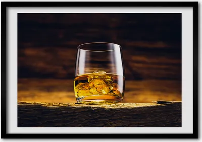 Produktbild von Bild - Bilderrahmen - 100 cm x 70 cm - MDF - Rahmen - Foto - Wandkunst Bourbon in einem Glas