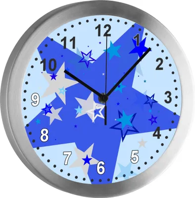 Produktbild von Funkuhr, Kinder Wanduhr, Kinderuhr, Kinderzimmer Sternenhimmel blau grau