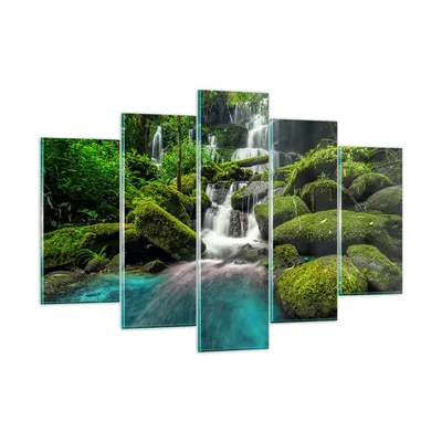 Produktbild von Bilder auf glas - Park Wasserfall Wasser - 150x100cm - Glasbilder - Wandbilder - Kunstdruck - zum Aufhängen bereit - Wanddekoration aus Glas - Glas Bilder - Wandbild auf Glas - GEA150x100-3754