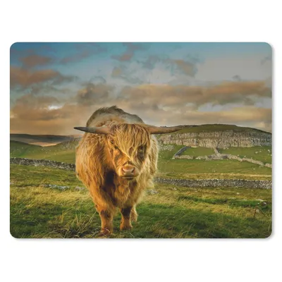 Produktbild von MuchoWow® Mauspad Mousepad Schottischer Highlander - Gras - Berg 23x19 cm - Mousepads - Maus Mat - Pad - Mausunterlage - Schreibtischunterlage - Mauspad