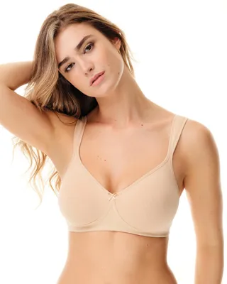 Produktbild von Spiman Damen klassischer Baumwoll-BH ohne Bügel mit breiten Träger, Haut, Gr. 90D