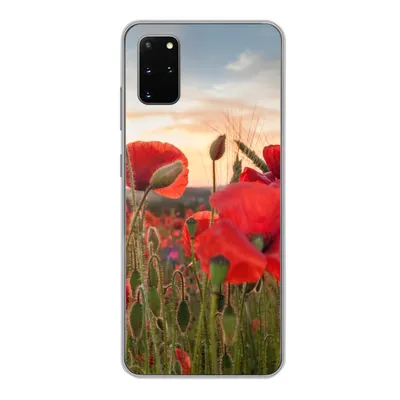 Produktbild von MuchoWow® Handyhülle Schutzhülle Hülle für Samsung Galaxy S20 Plus Sonnenuntergang hinter den schönen Mohnblumen Silikon Softcase Handy Hülle - Hartschale